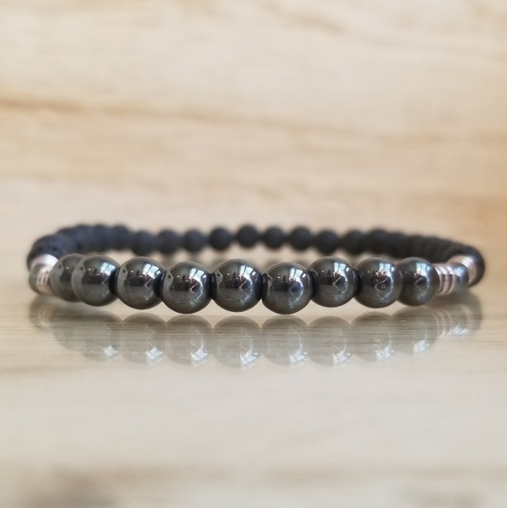 Lava Bead & Hematite Bracelet